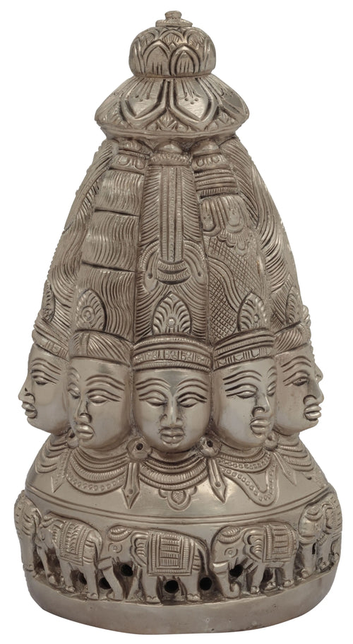 7" Ten Faced Mukhalingam Handmade Brass Idol