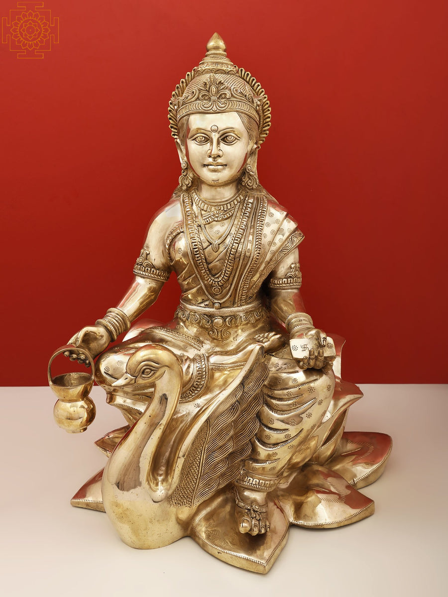 26" Brass Goddess Gayatri Devi Statue for Pooja