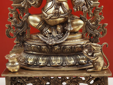 26" Brass Lord Ganesha Idol with Kirtimukha – Handcrafted Divine Blessings for Your Home