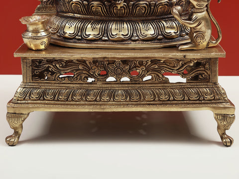 26" Brass Lord Ganesha Idol with Kirtimukha – Handcrafted Divine Blessings for Your Home