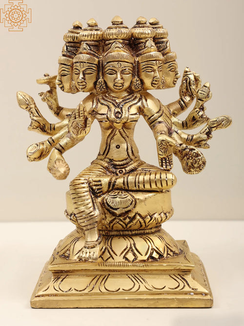 5" Brass Goddess Gayatri Idol for Pooja