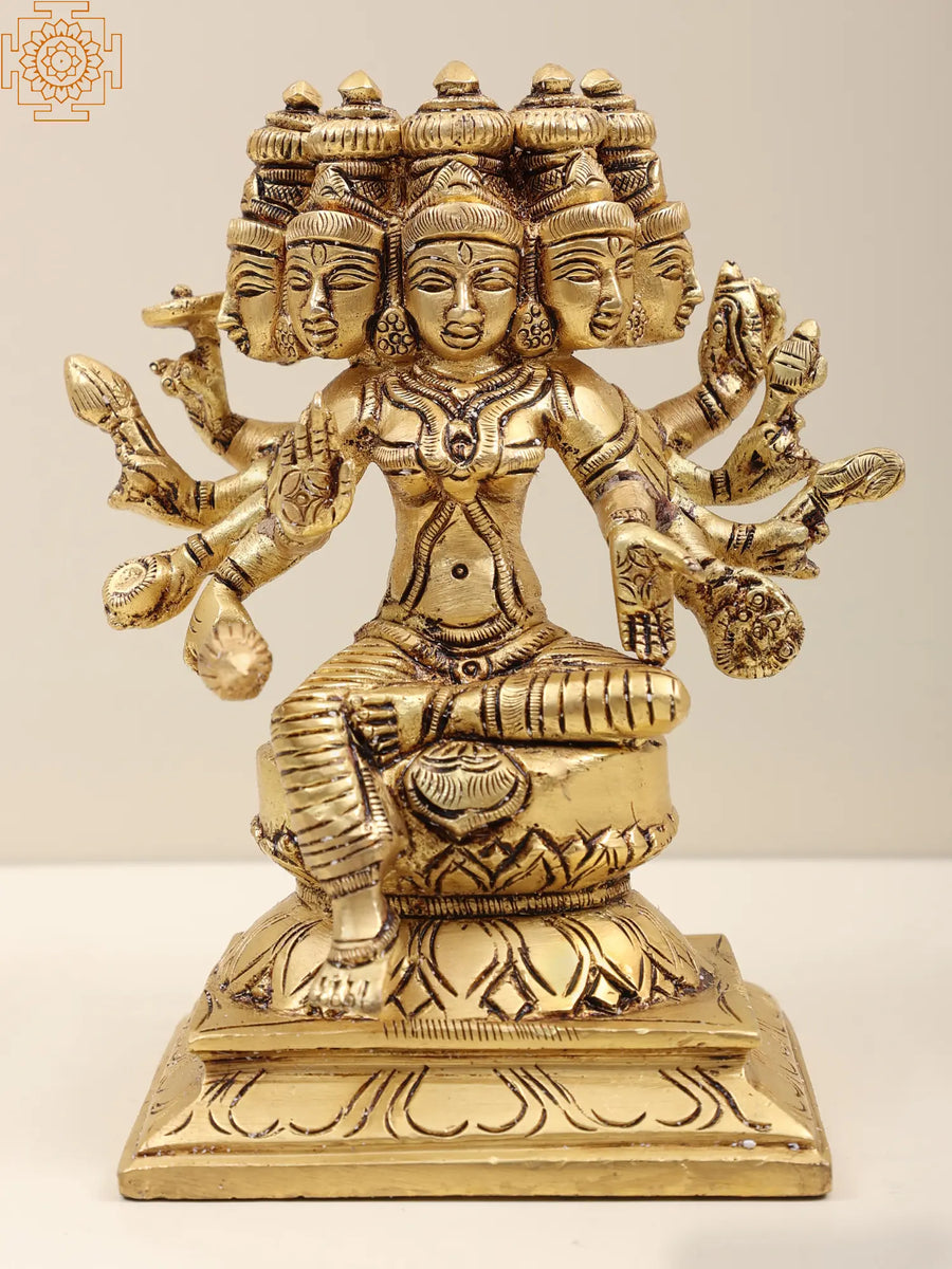 5" Brass Goddess Gayatri Idol for Pooja