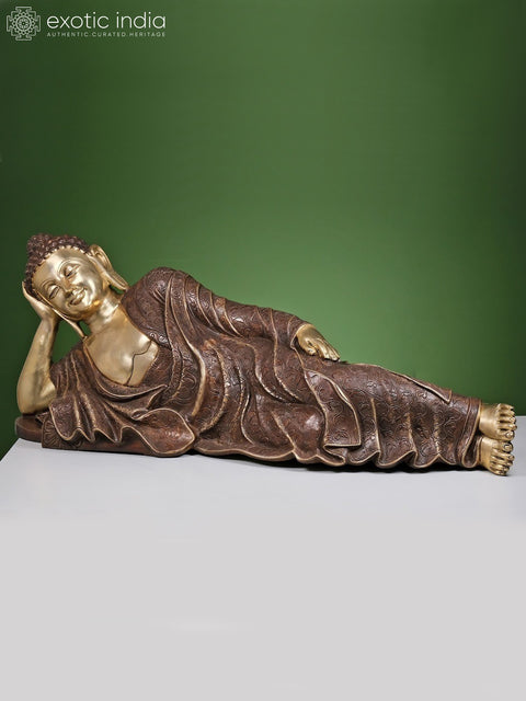 50" Large Brass Relaxing Buddha