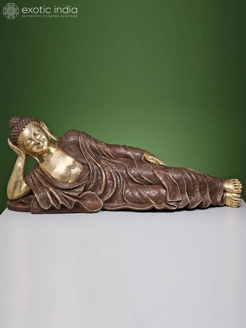 50" Large Brass Relaxing Buddha