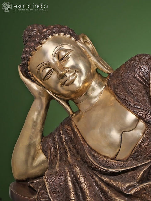 50" Large Brass Relaxing Buddha