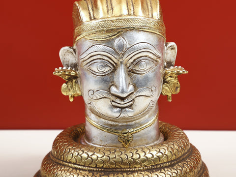 12" Brass Shiva as Bhairava Protected by Seven Hooded Serpent