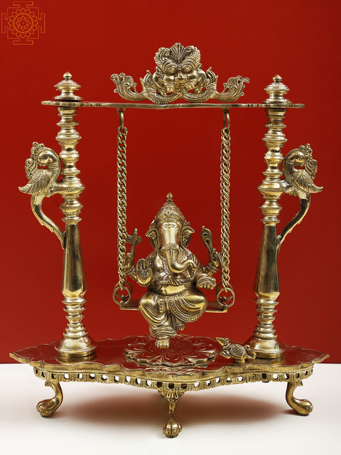 16" Superfine Brass Ganesha on Swing