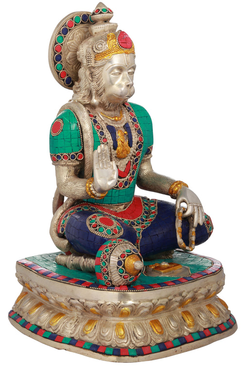 14" Handmade Blessing Lord Hanuman Brass Statue