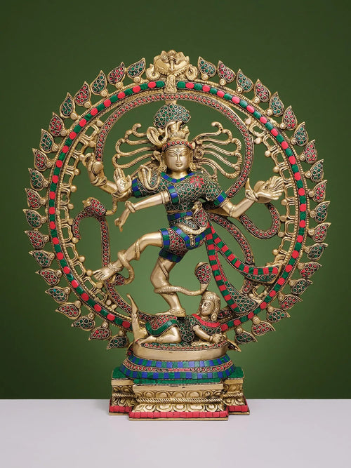 20" Handmade Brass Lord Nataraja Statue with Inlay Work