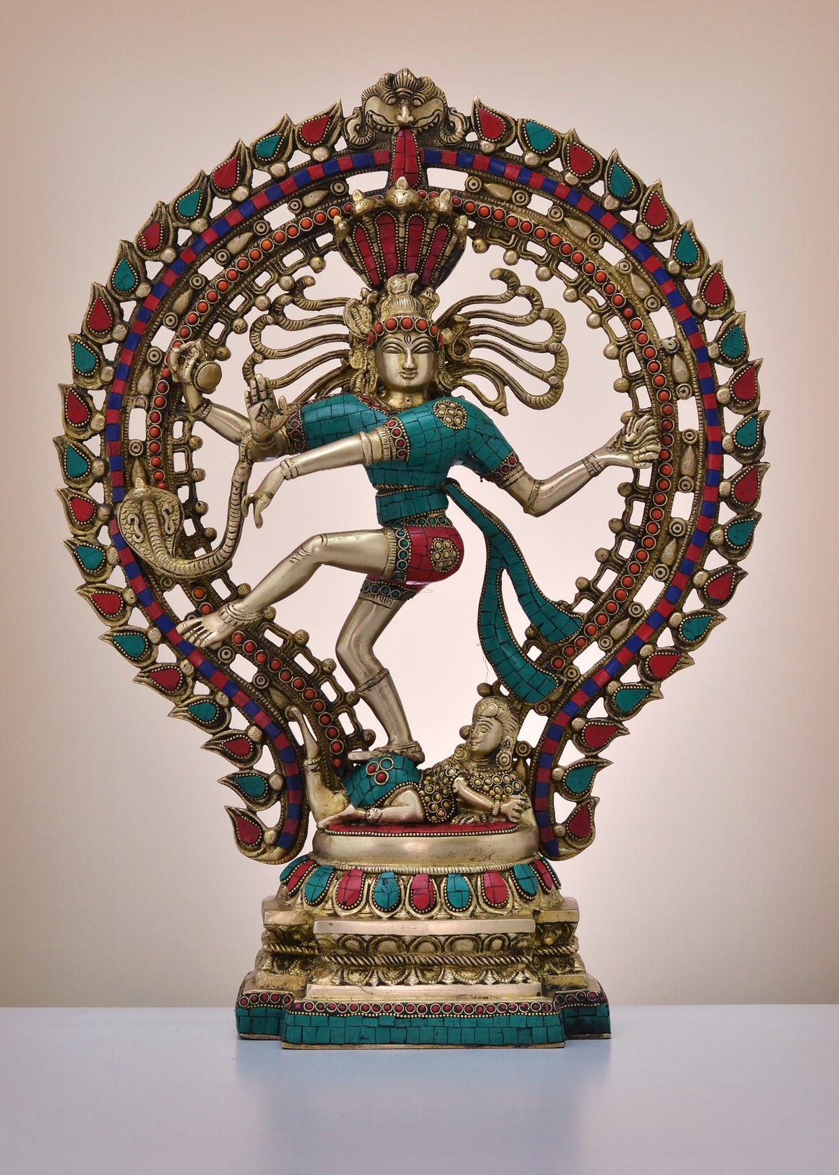 22" Brass Lord Nataraja with Inlay Work | Handmade