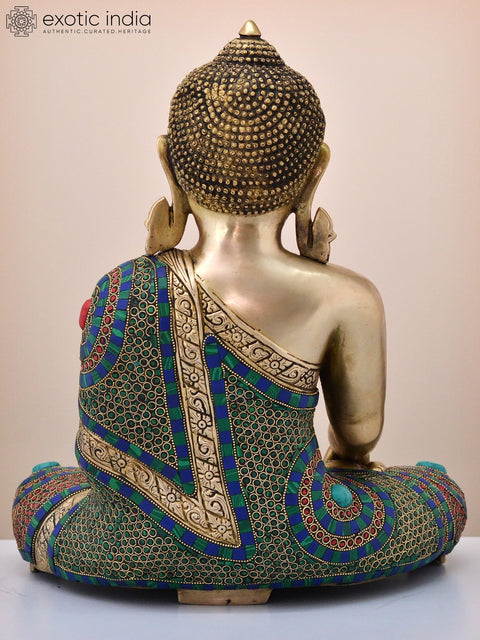 20" Brass Gautam Buddha Preaching His Dharma | Handmade
