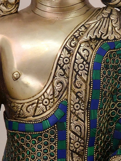 20" Brass Gautam Buddha Preaching His Dharma | Handmade