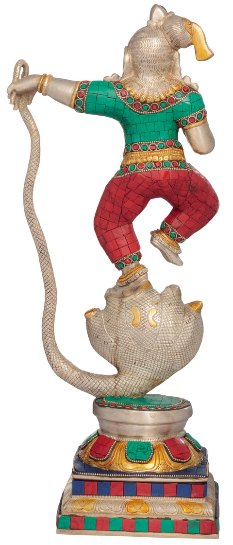 18" Kaliya Vijaya Lila of Shri Krishna In Brass | Handmade | Made In India