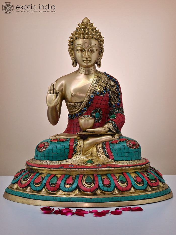 16" Brass Gautam Buddha Preaching Dharma Handmade Statue