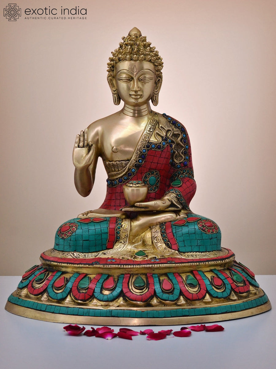 16" Brass Gautam Buddha Preaching Dharma Handmade Statue