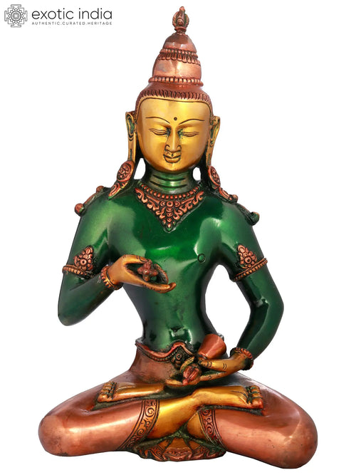 12" Vajrasattva Brass Statue - Tibetan Buddhist Deity Handmade Idol