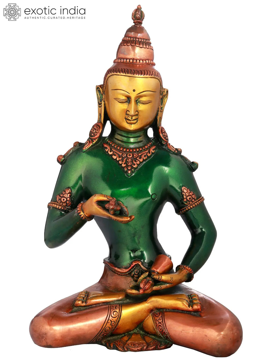 12" Vajrasattva Brass Statue - Tibetan Buddhist Deity Handmade Idol