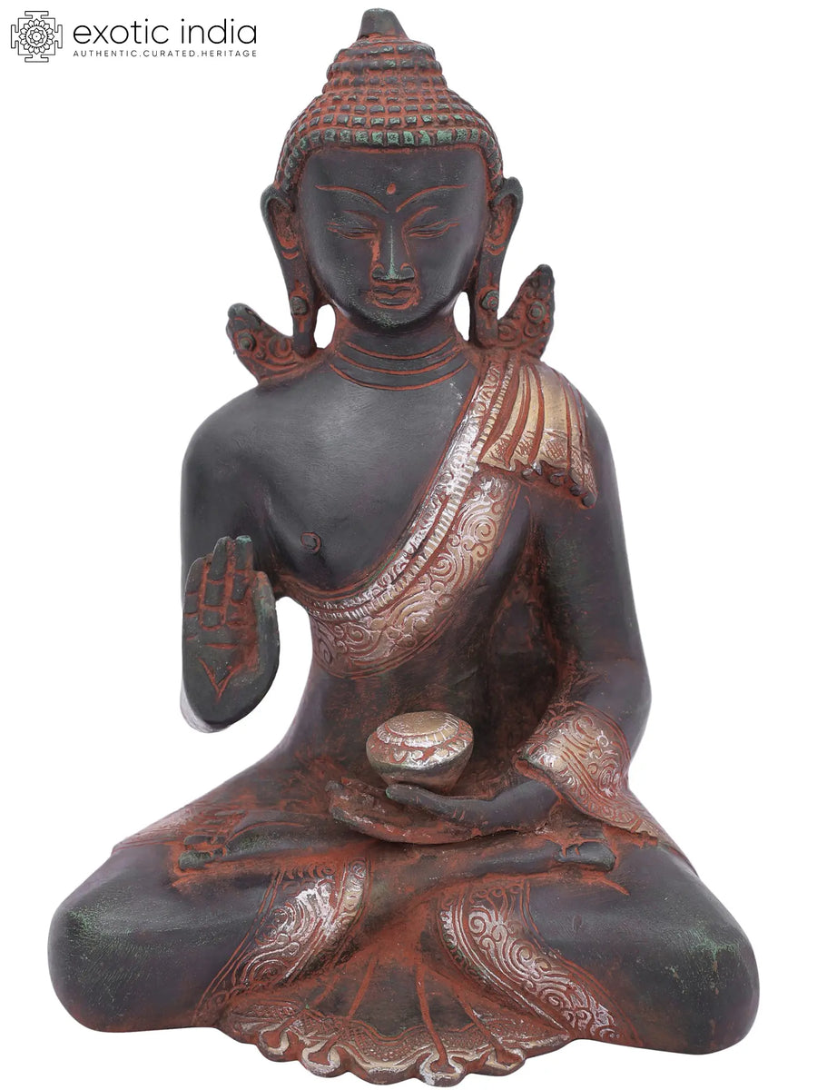 7" Buddha Vitark Mudra Brass Statue Handmade