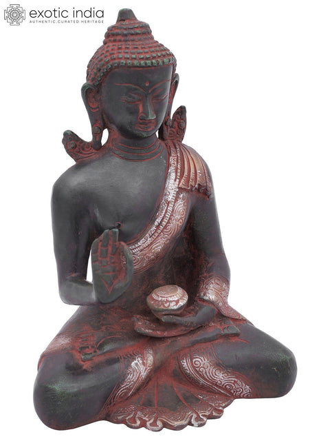 7" Buddha in Vitark Mudra (Tibetan Buddhist Deity) In Brass | Handmade | Made In India