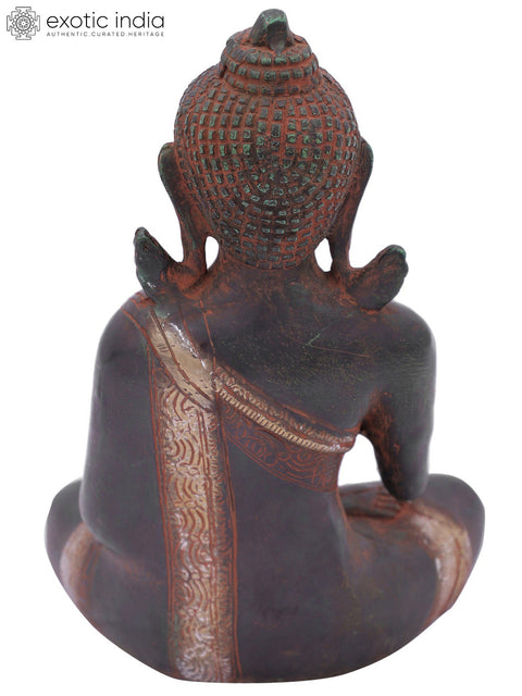 7" Buddha in Vitark Mudra (Tibetan Buddhist Deity) In Brass | Handmade | Made In India