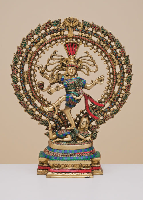 20" Handmade Brass Lord Nataraja Statue with Inlay Work
