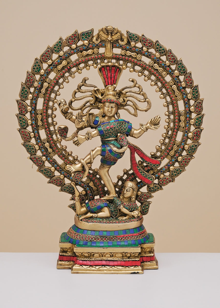 20" Handmade Brass Lord Nataraja Statue with Inlay Work