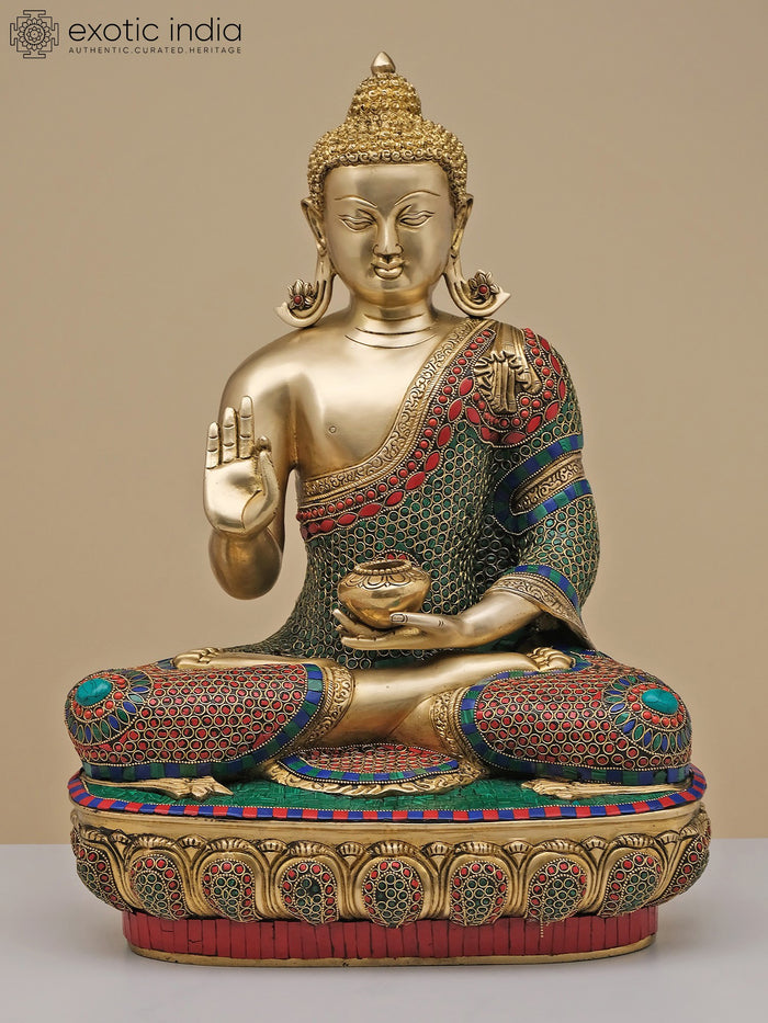 22" Brass Gautam Buddha Preaching Dharma Handmade Statue