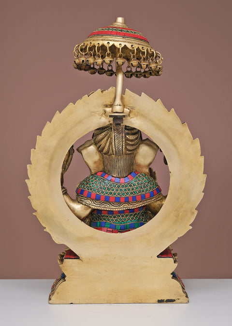 18" Brass Lord Ganesha with Inlay Work | Handmade