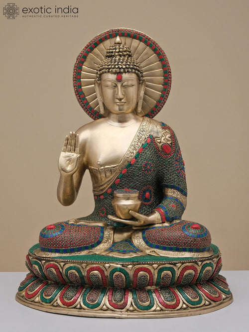 29" Brass Gautam Buddha Preaching Dharma Handmade Statue