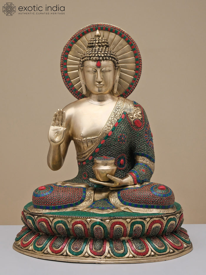 29" Brass Gautam Buddha Preaching Dharma Handmade Statue
