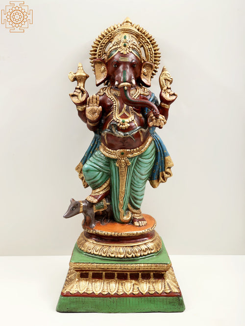 26" Handmade Brass Standing Ganesha Statue