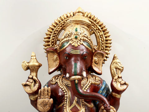 26" Brass Colorful  Standing Ganesha | Handmade