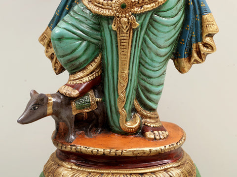 26" Brass Colorful  Standing Ganesha | Handmade