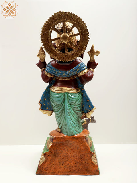 26" Brass Colorful  Standing Ganesha | Handmade