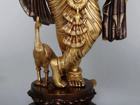 27" Brass Lord Krishna Playing Flute | Handmade