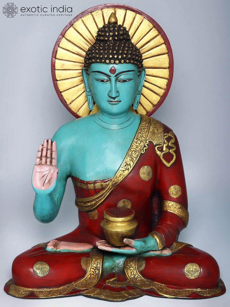 Brass Gautama Buddha Statue in Abhaya Mudra Handmade