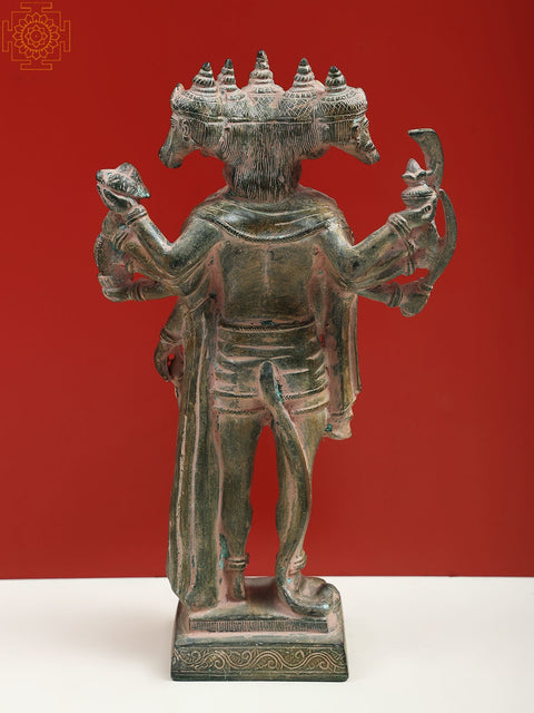 Brass Standing Panchmukhi Hanuman Idol with Ten Arms
