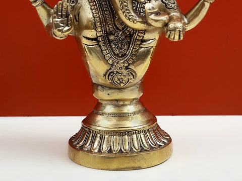 13" Brass Blessing Ganesha Candle Holder