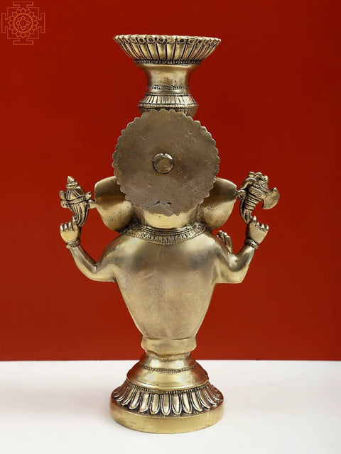13" Brass Blessing Ganesha Candle Holder
