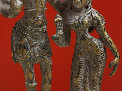8" Brass Lord Shiva Goddess Parvati Standing on Pedestal