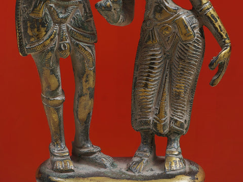 8" Brass Lord Shiva Goddess Parvati Standing on Pedestal