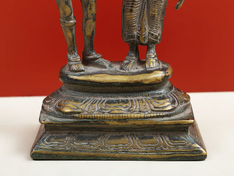 8" Brass Lord Shiva Goddess Parvati Standing on Pedestal