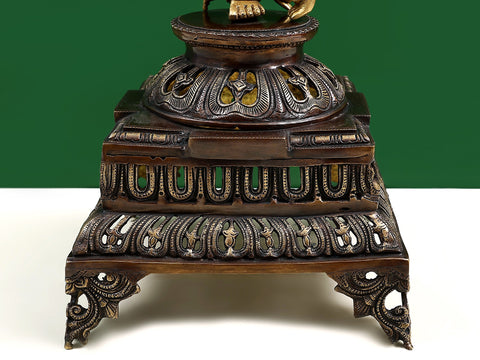 26" Brass Playing Flute Lord Krishna Standing on Pedestal