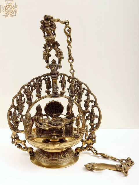 13" Shesha-Shayi Hanging Lamp with Dasavatharam of Vishnu