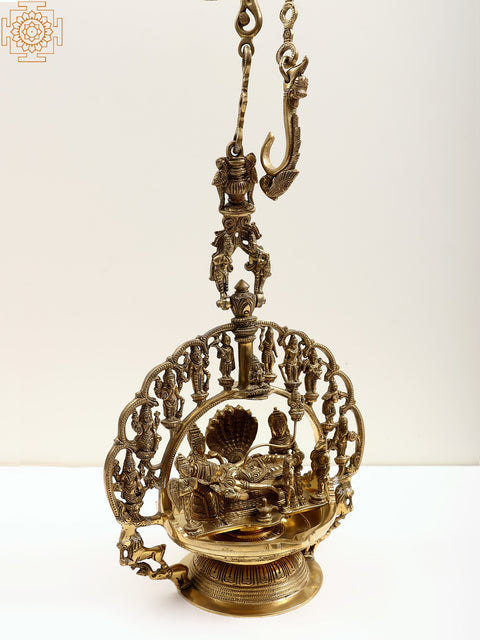 13" Shesha-Shayi Hanging Lamp with Dasavatharam of Vishnu