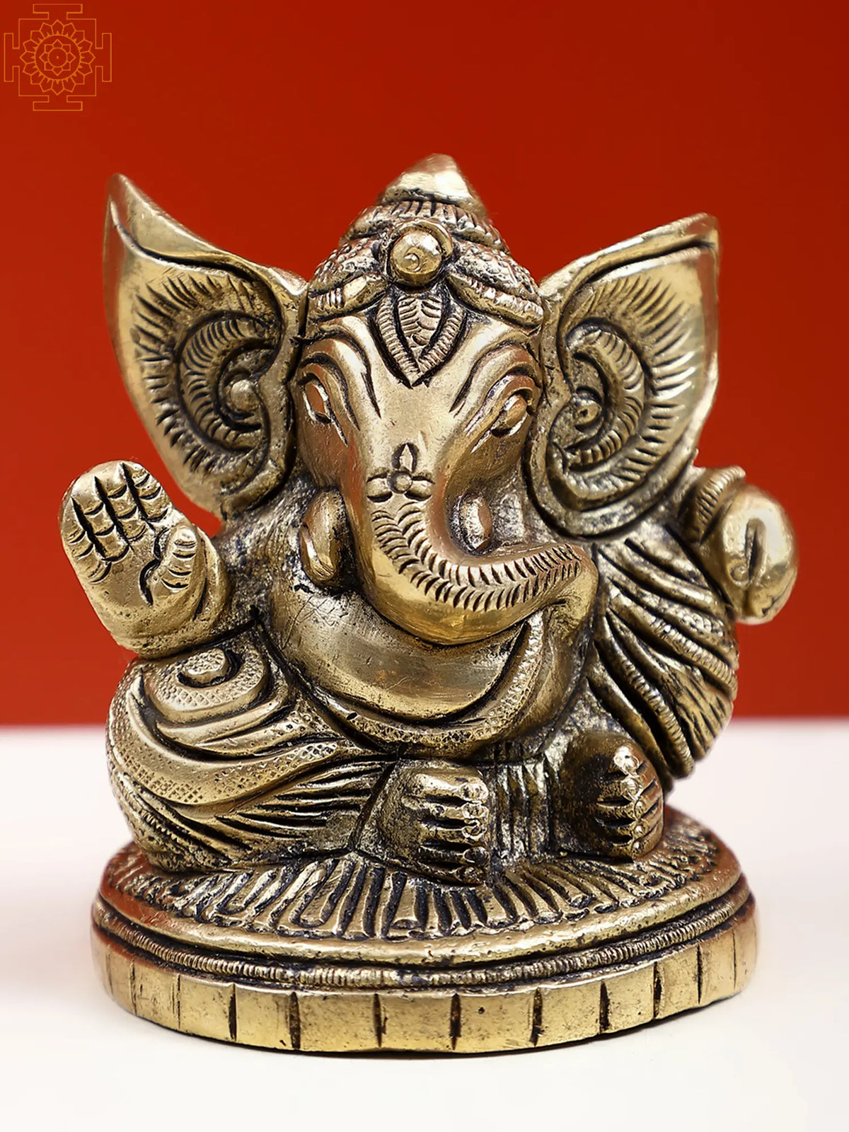 2" Small Brass Blessing Ganesha Sculpture