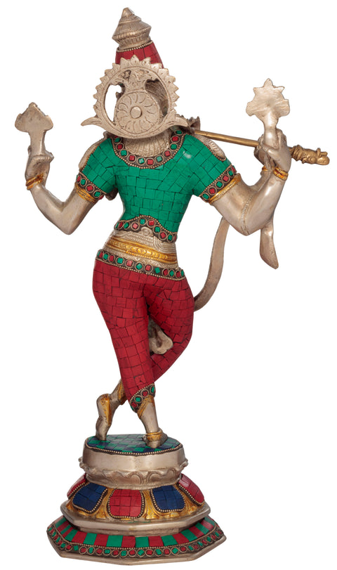 17" Cosmic Krishna In Brass | Handmade | Made In India
