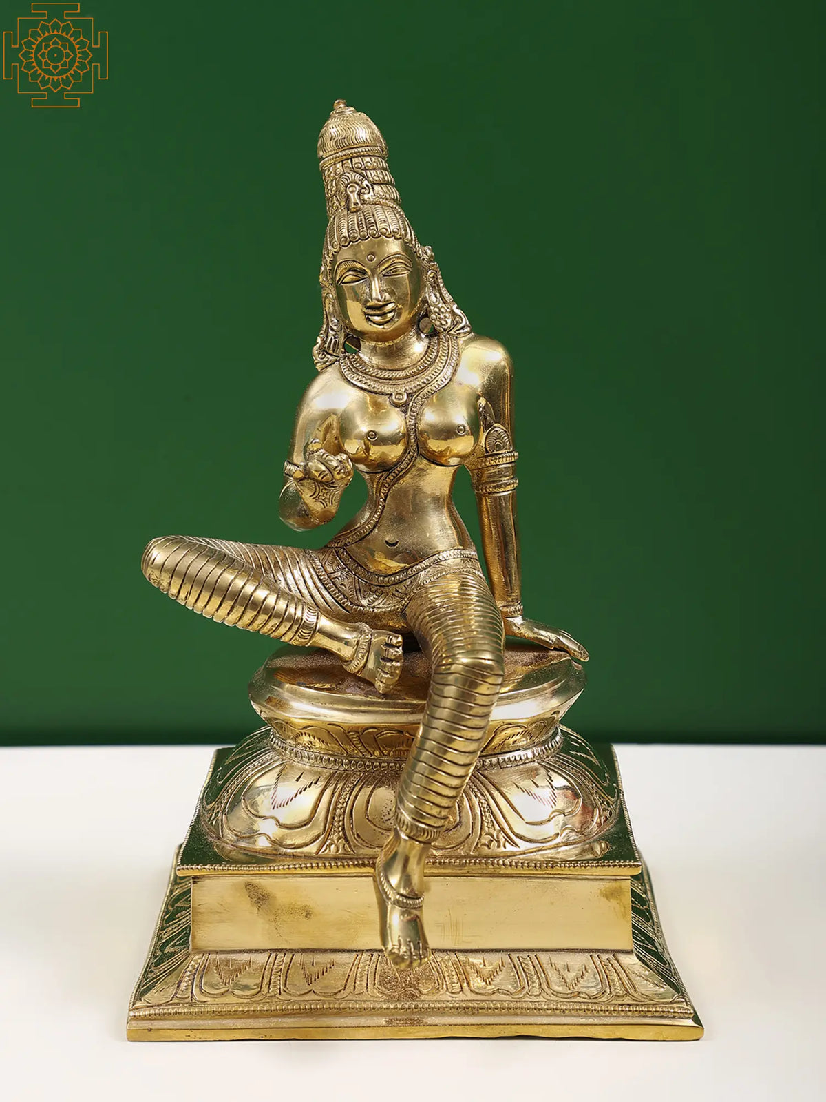 8" Seated Uma Brass Idol | Uma is used for Sati (Shiva's first wife, who is reborn as Parvati)