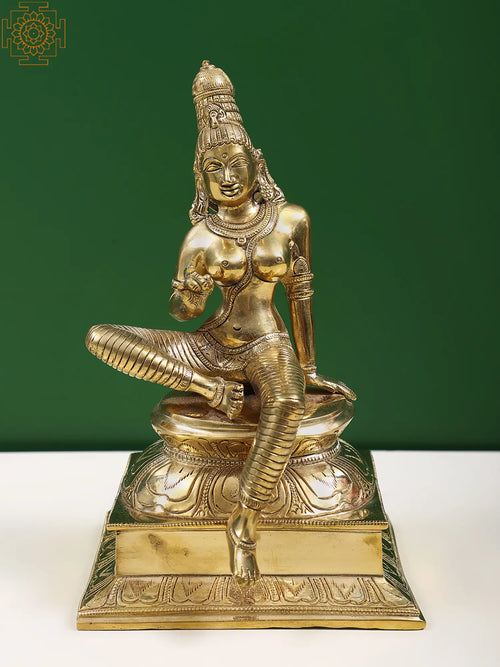 8" Seated Uma Brass Idol for Pooja