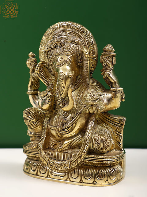5" Small Brass Ekdanta Ganesha